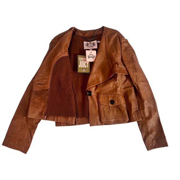 Juicy Couture Soft Brown Leather Jacket, Size: Petite - Picture 10 of 15